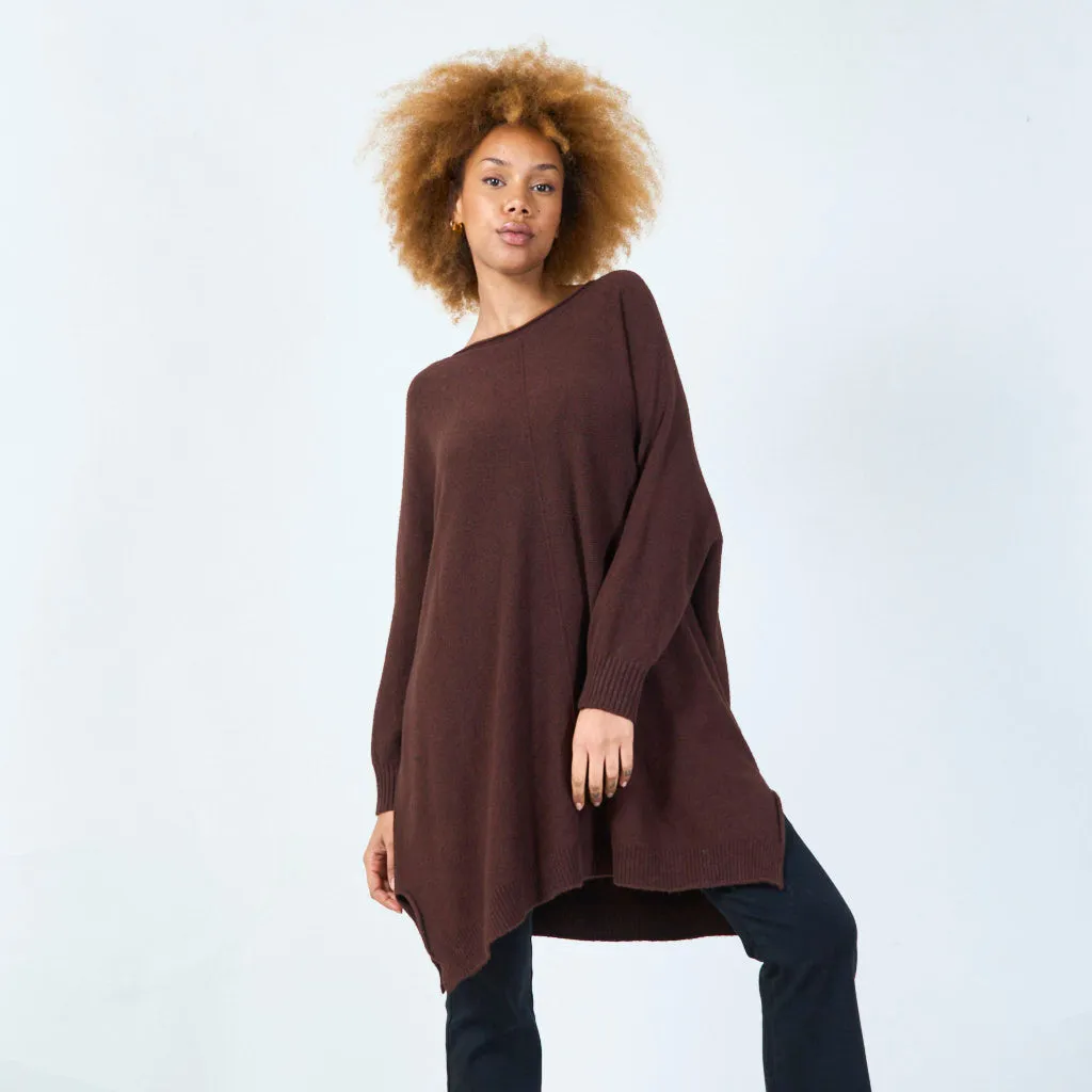 Long sleeve oversized knit tunic wholesale