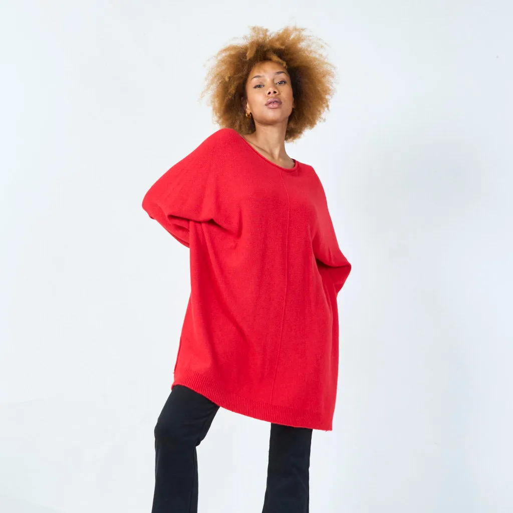 Long sleeve oversized knit tunic wholesale