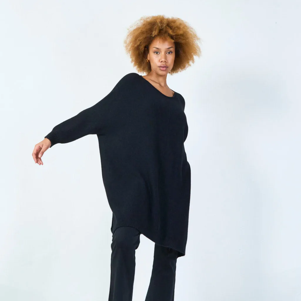 Long sleeve oversized knit tunic wholesale