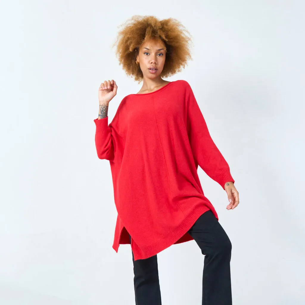 Long sleeve oversized knit tunic wholesale