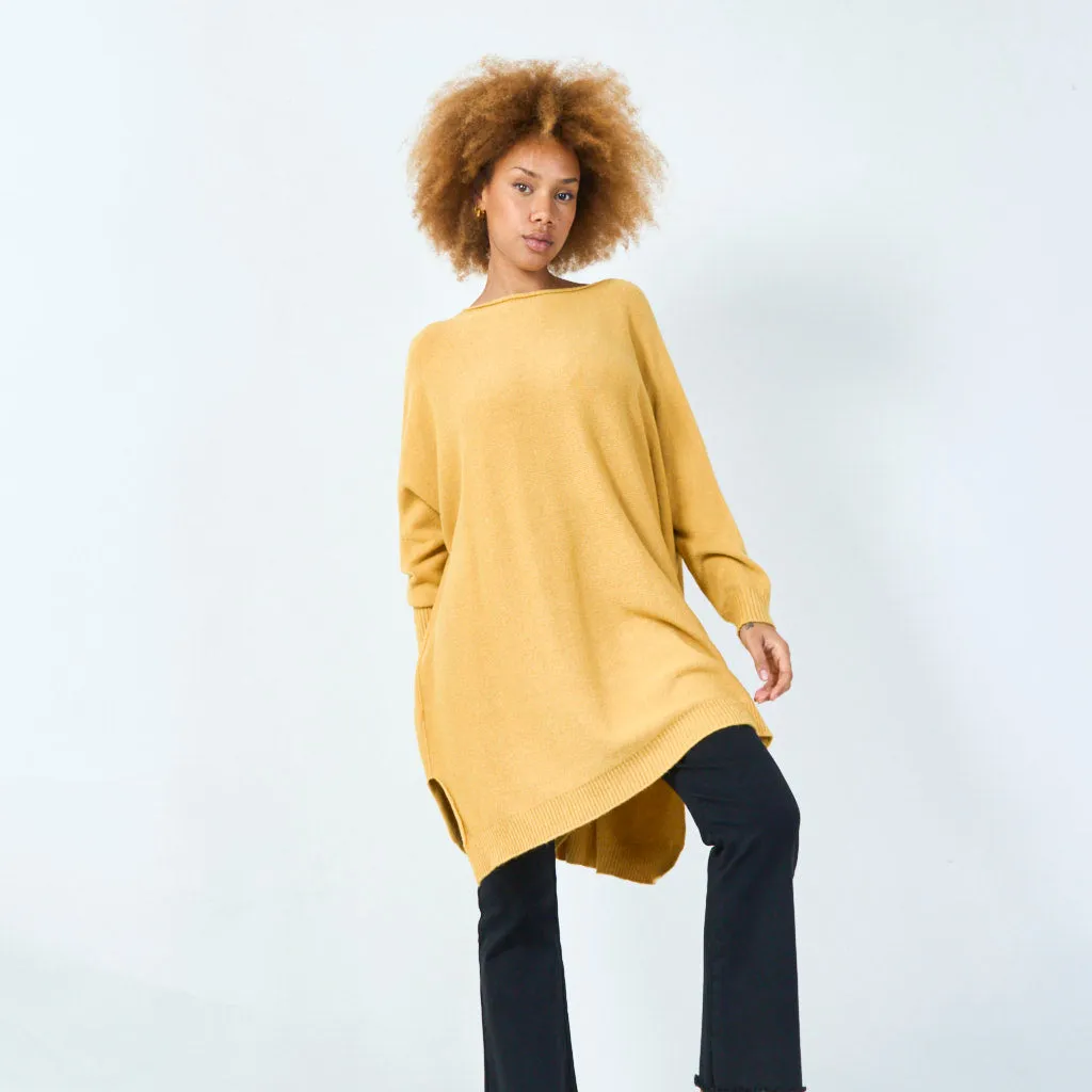 Long sleeve oversized knit tunic wholesale