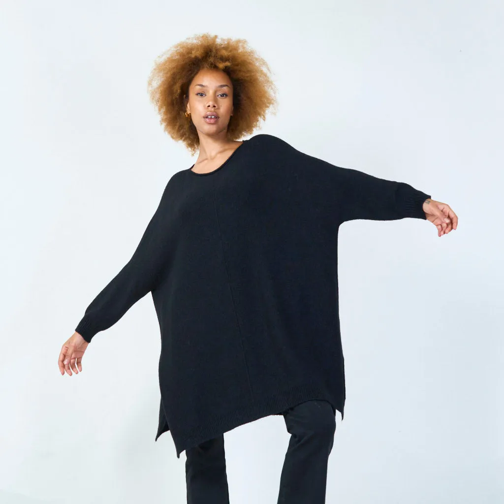 Long sleeve oversized knit tunic wholesale