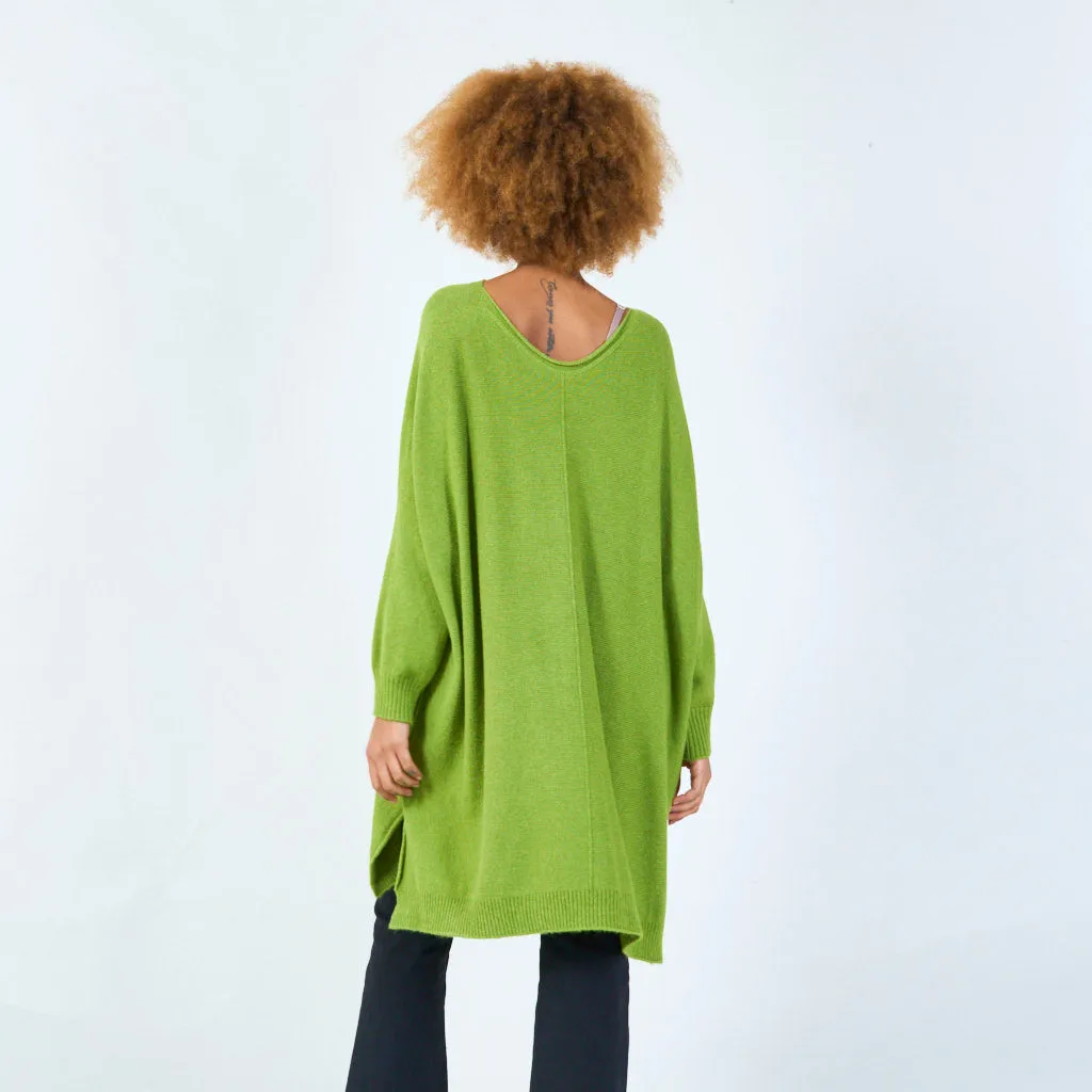 Long sleeve oversized knit tunic wholesale