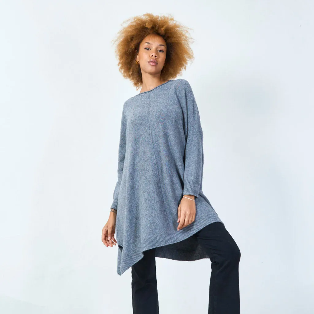 Long sleeve oversized knit tunic wholesale