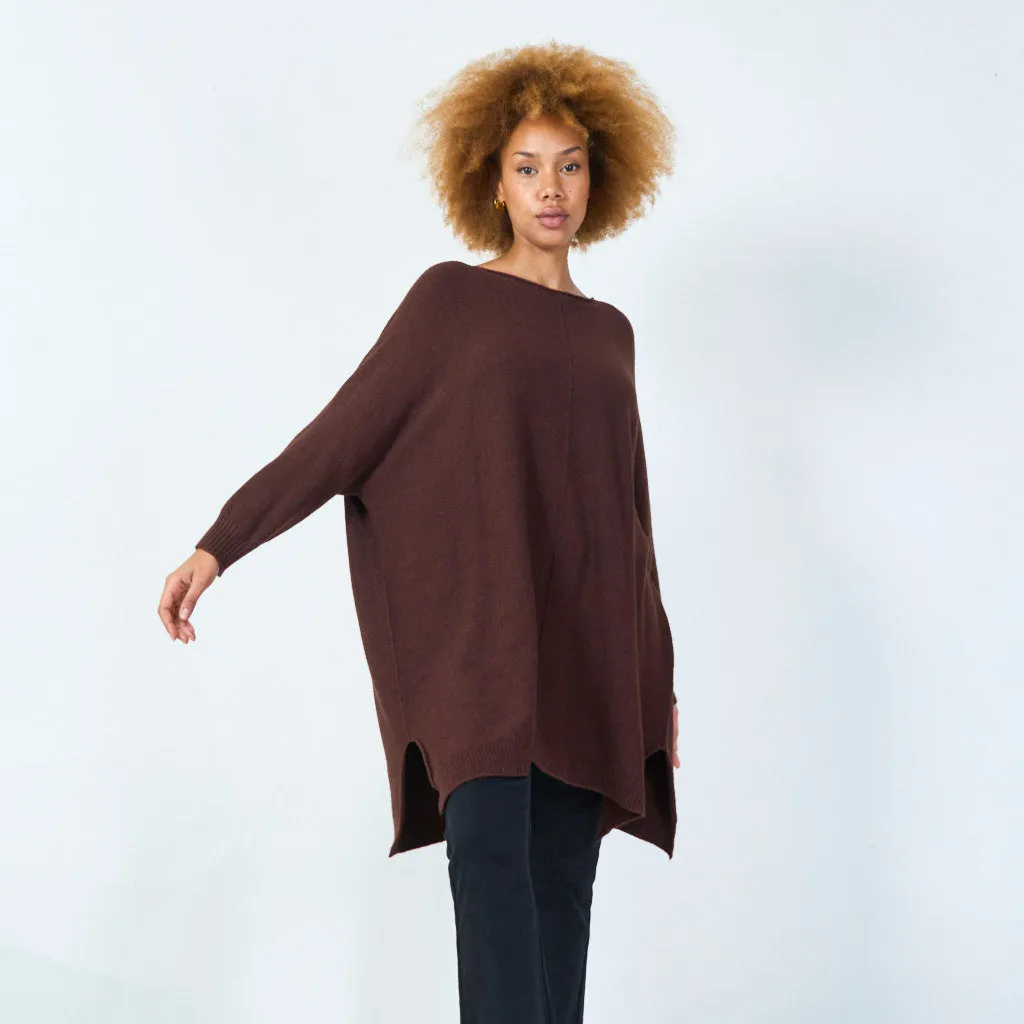 Long sleeve oversized knit tunic wholesale