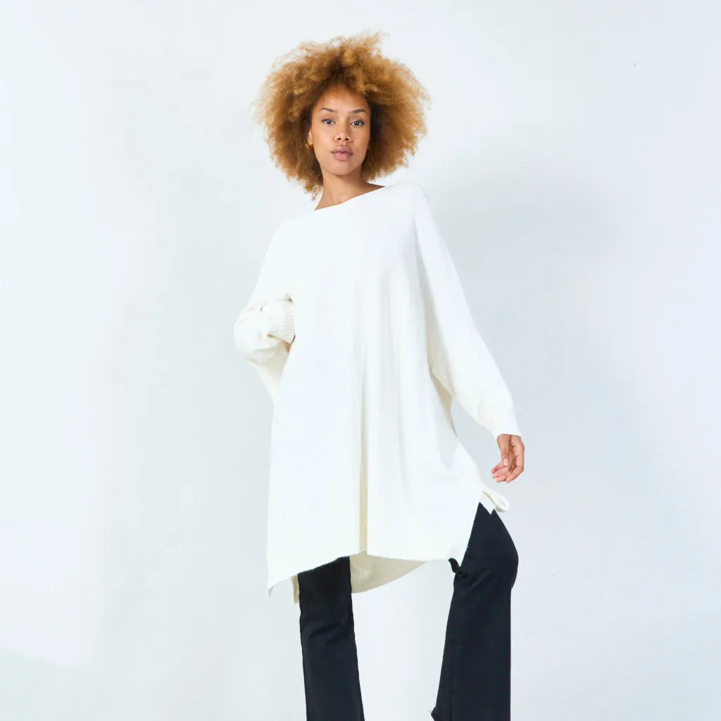 Long sleeve oversized knit tunic wholesale