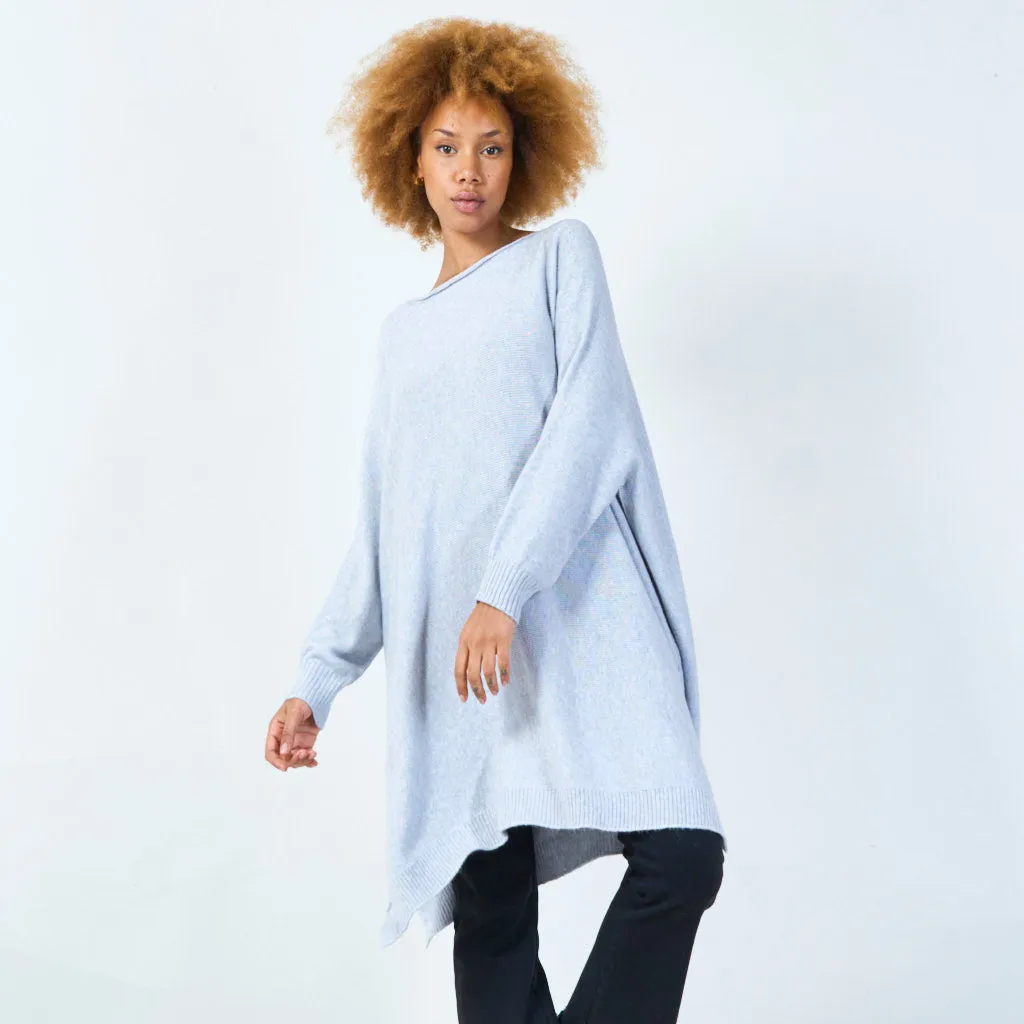 Long sleeve oversized knit tunic wholesale