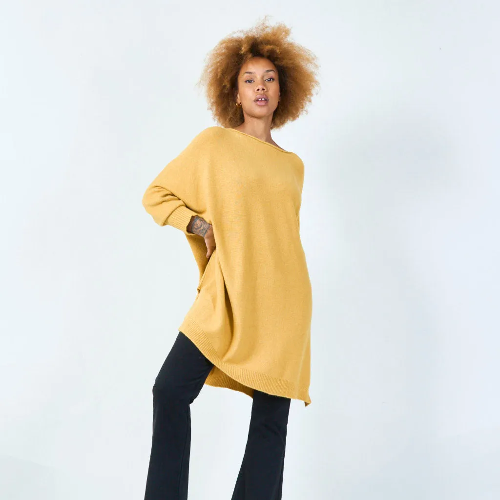 Long sleeve oversized knit tunic wholesale