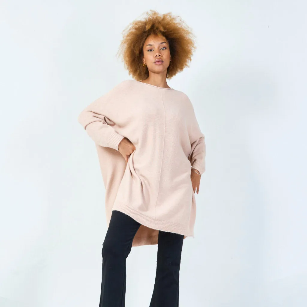 Long sleeve oversized knit tunic wholesale