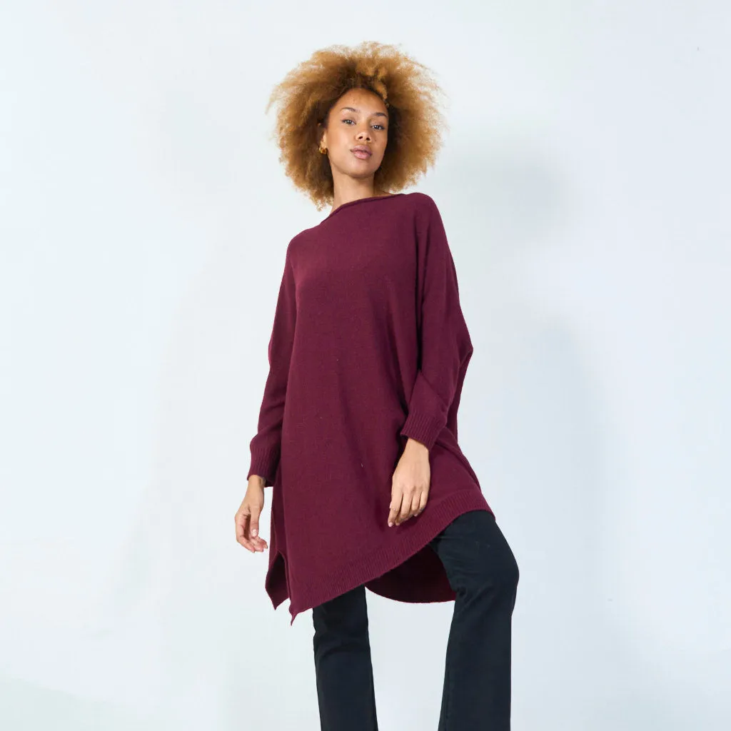 Long sleeve oversized knit tunic wholesale