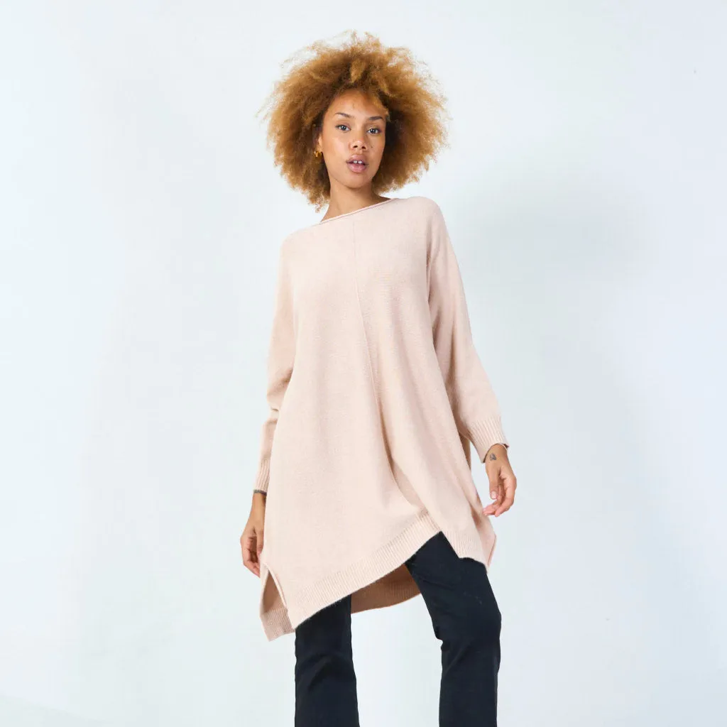 Long sleeve oversized knit tunic wholesale