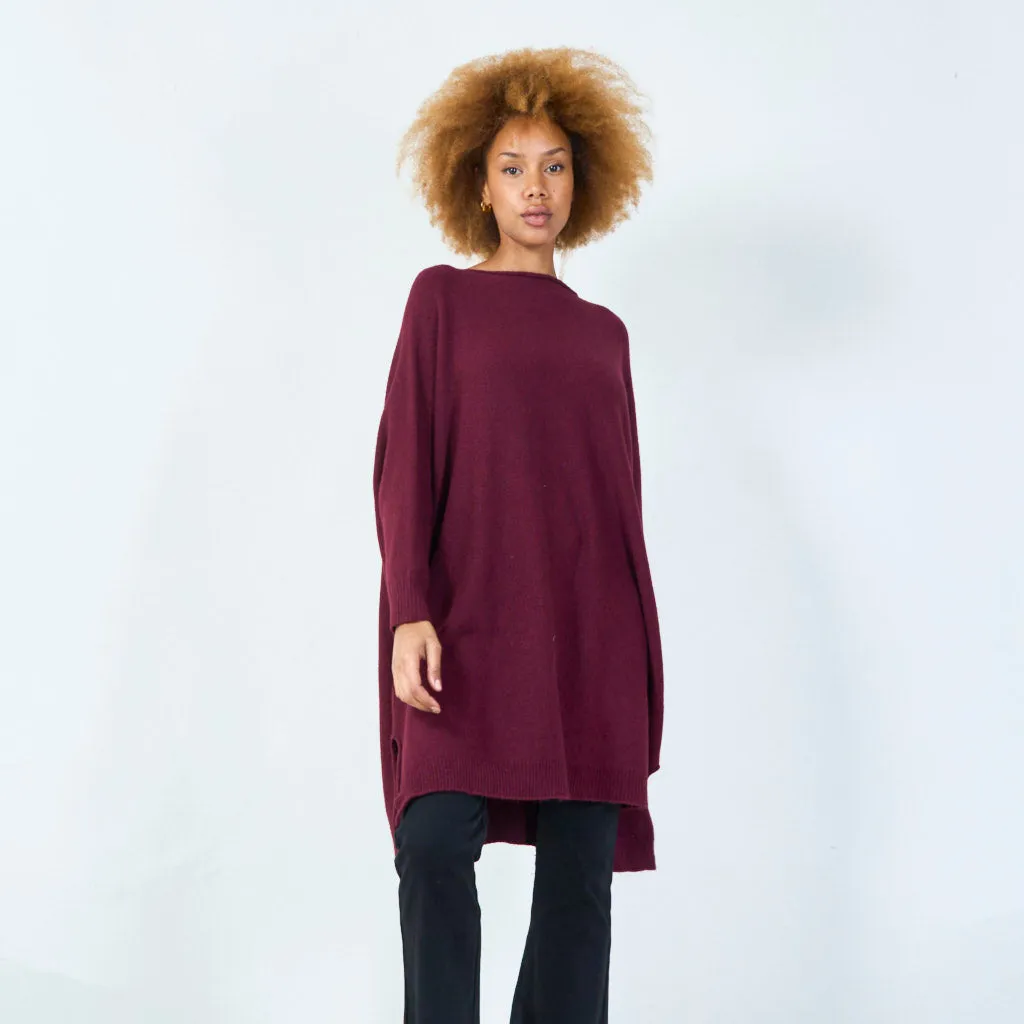 Long sleeve oversized knit tunic wholesale