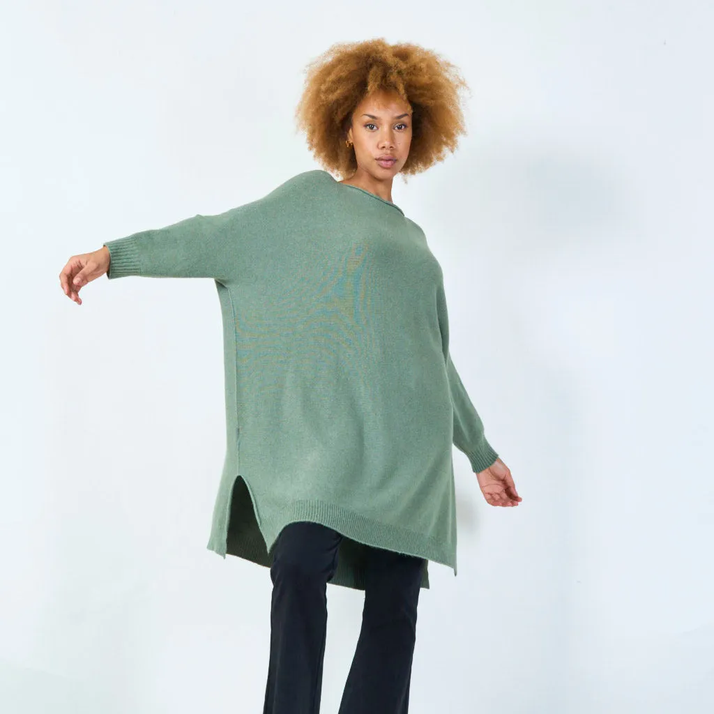 Long sleeve oversized knit tunic wholesale