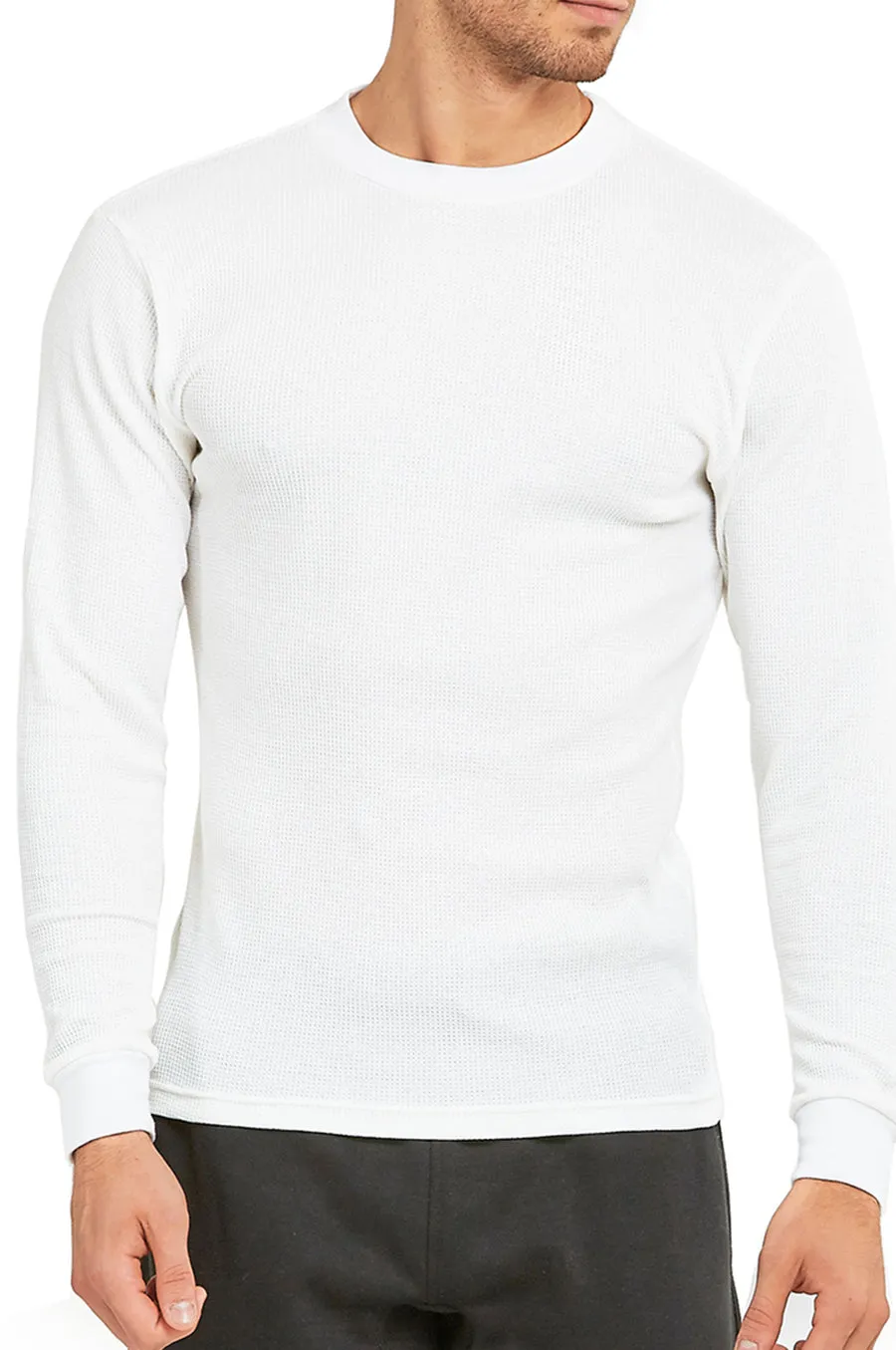 Men's Classic Waffle Knit Heavyweight Cotton Long Sleeve Thermal T-Shirt Top