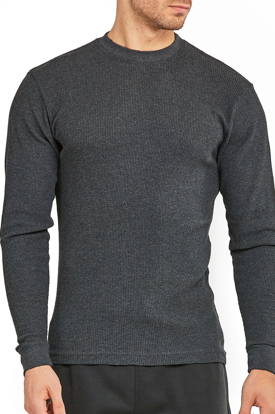 Men's Classic Waffle Knit Heavyweight Cotton Long Sleeve Thermal T-Shirt Top