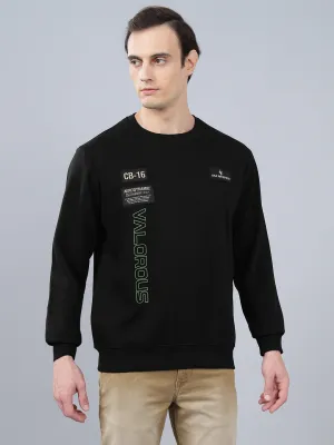 Men's Typography Printed Black Round Neck Sweatshirt