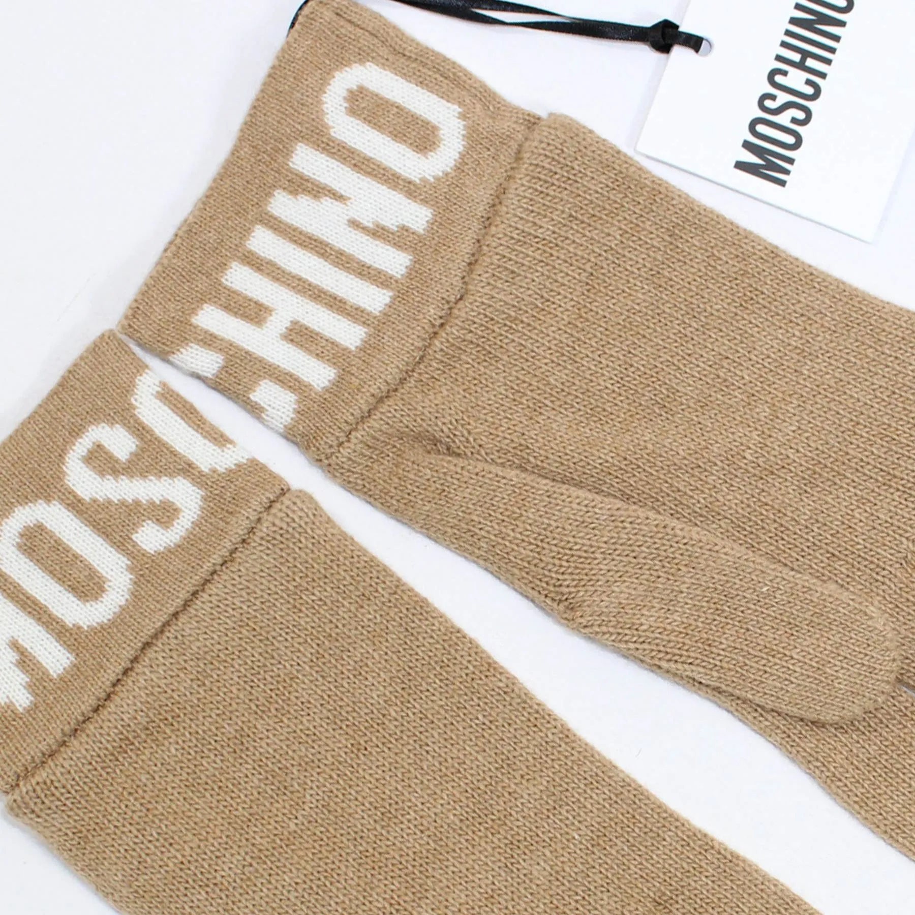 Moschino Gloves Beige Wool Cashmere Women Collection SALE