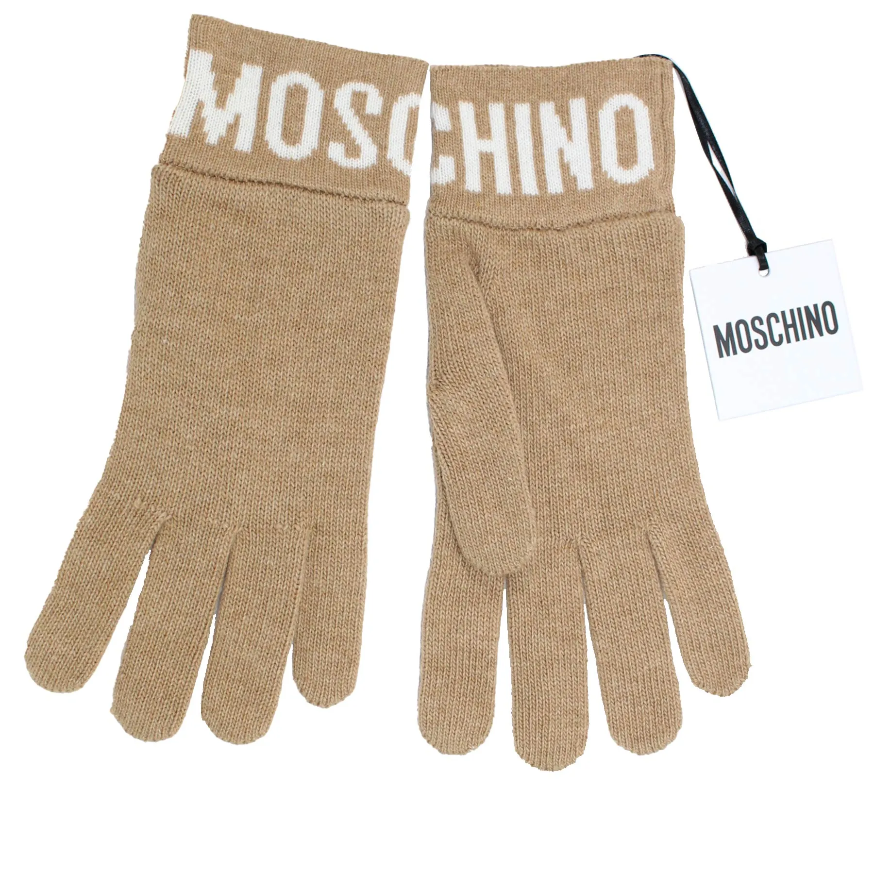 Moschino Gloves Beige Wool Cashmere Women Collection SALE