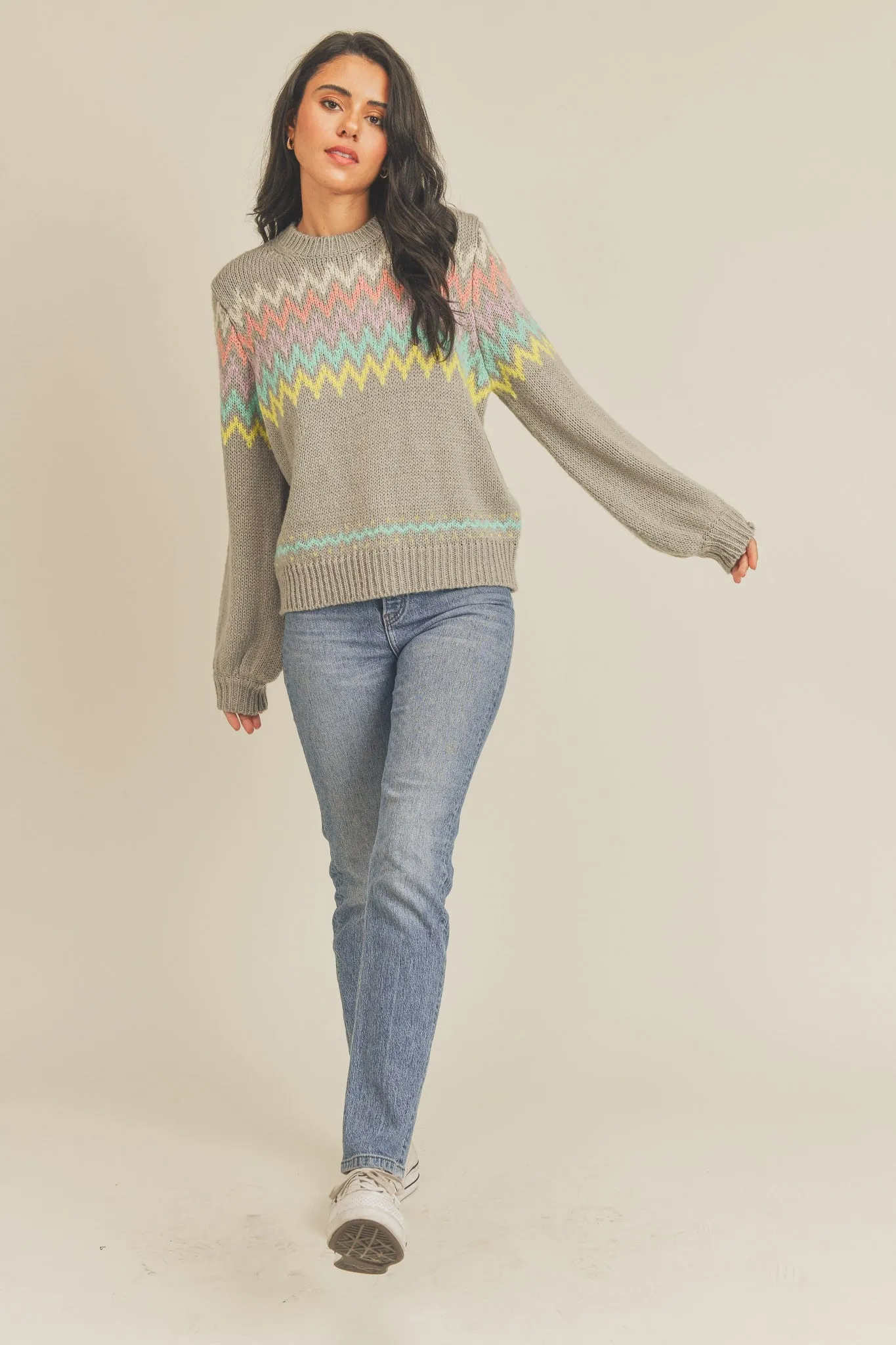 MULTICOLOUR ZIG ZAG STRIPE SWEATER