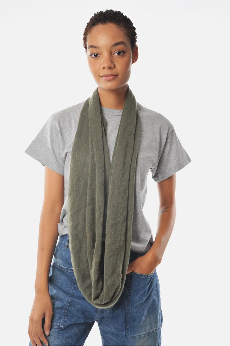 Olive Melange Knit Cashmere Tube Scarf