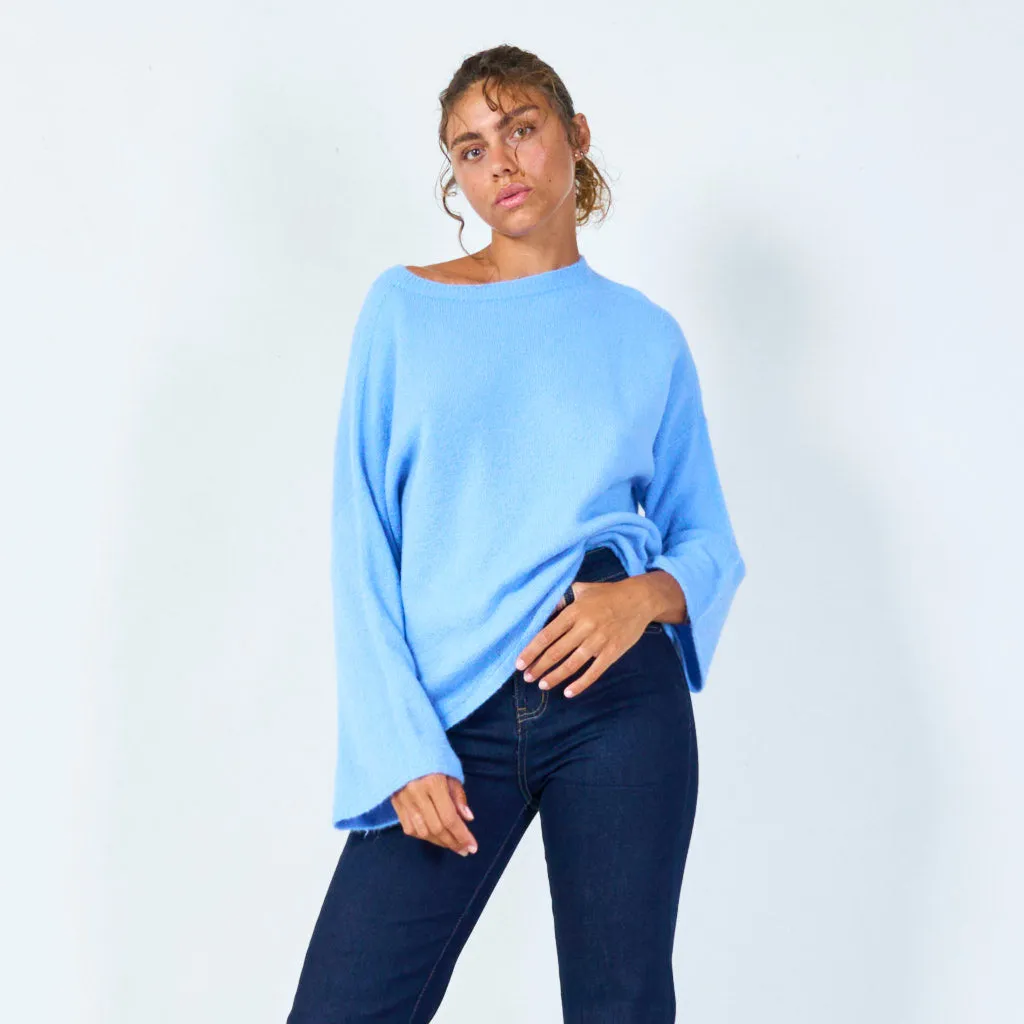 Oversized crewneck knit sweater wholesale