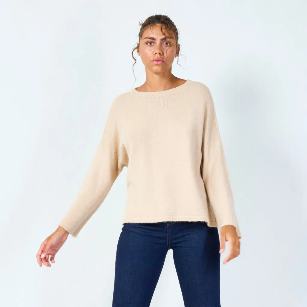 Oversized crewneck knit sweater wholesale