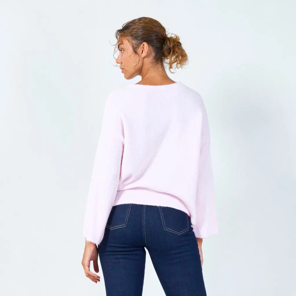 Oversized crewneck knit sweater wholesale