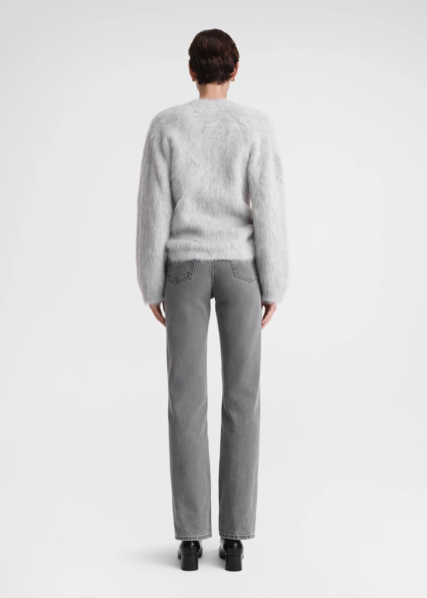 Petite alpaca-blend knit light grey melange