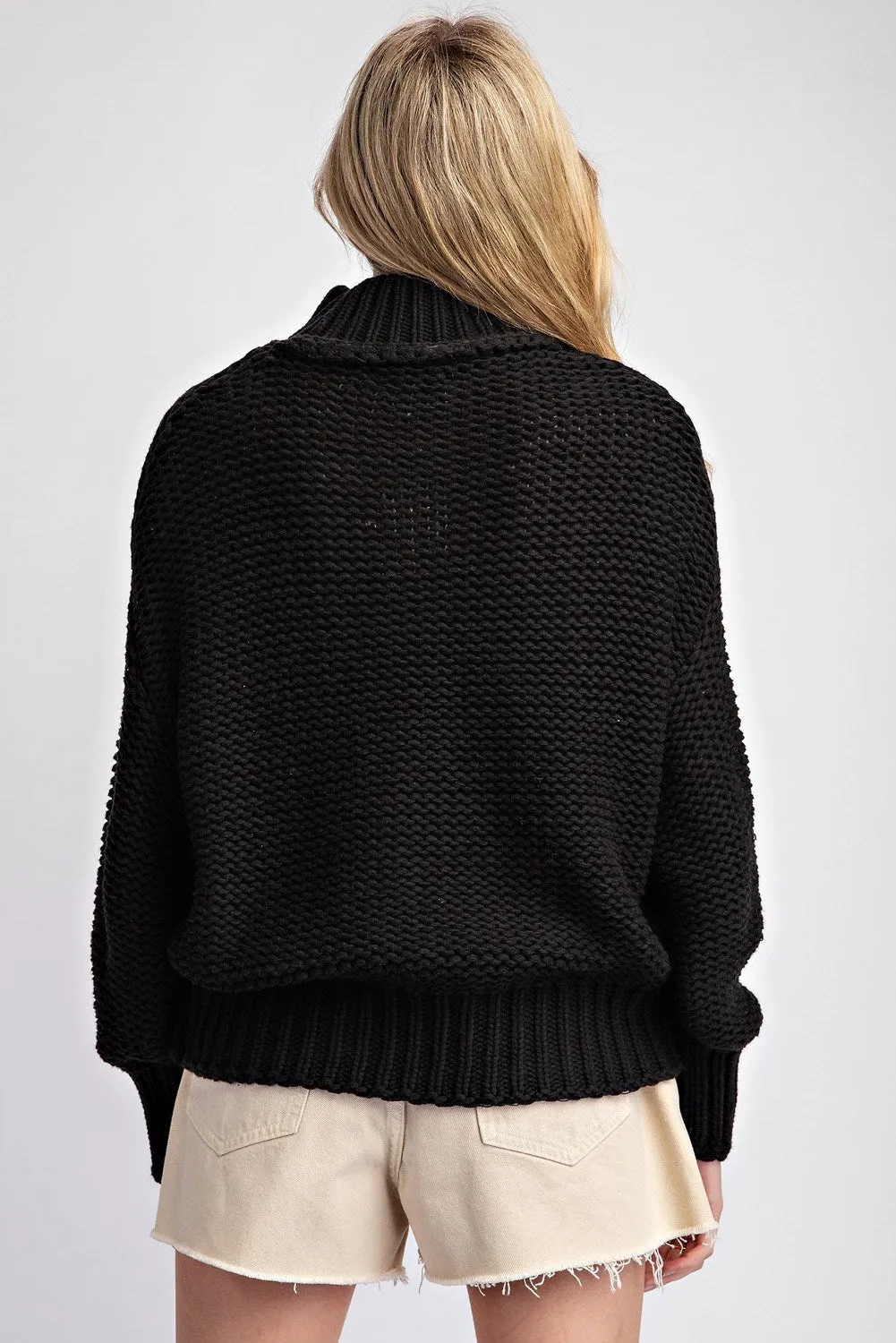 PURL STITCH MOCK NECK SWEATER