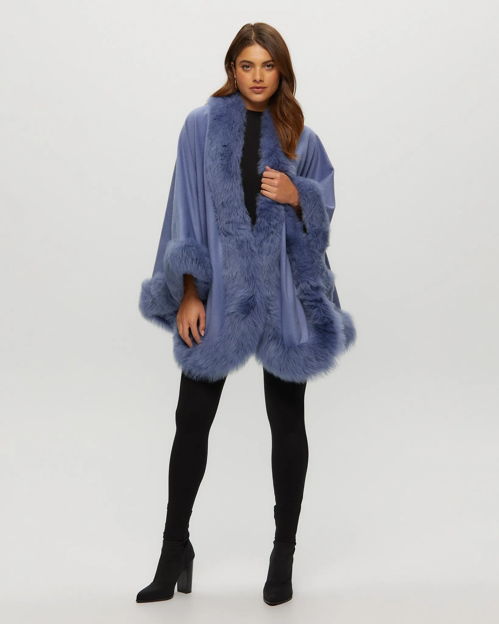 Select Cashmere Cape with Toscana Shearling Lamb Trim