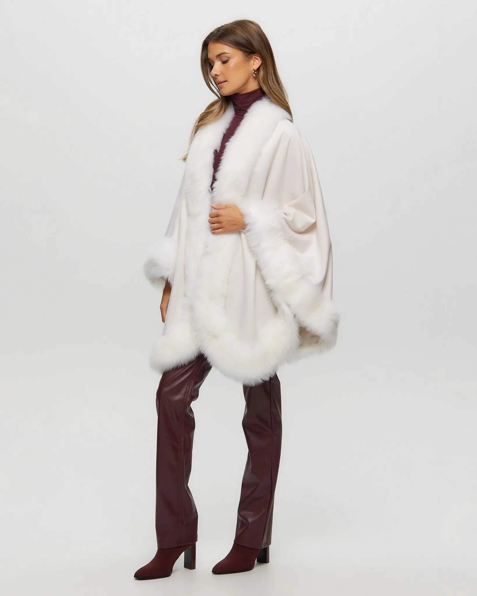 Select Cashmere Cape with Toscana Shearling Lamb Trim