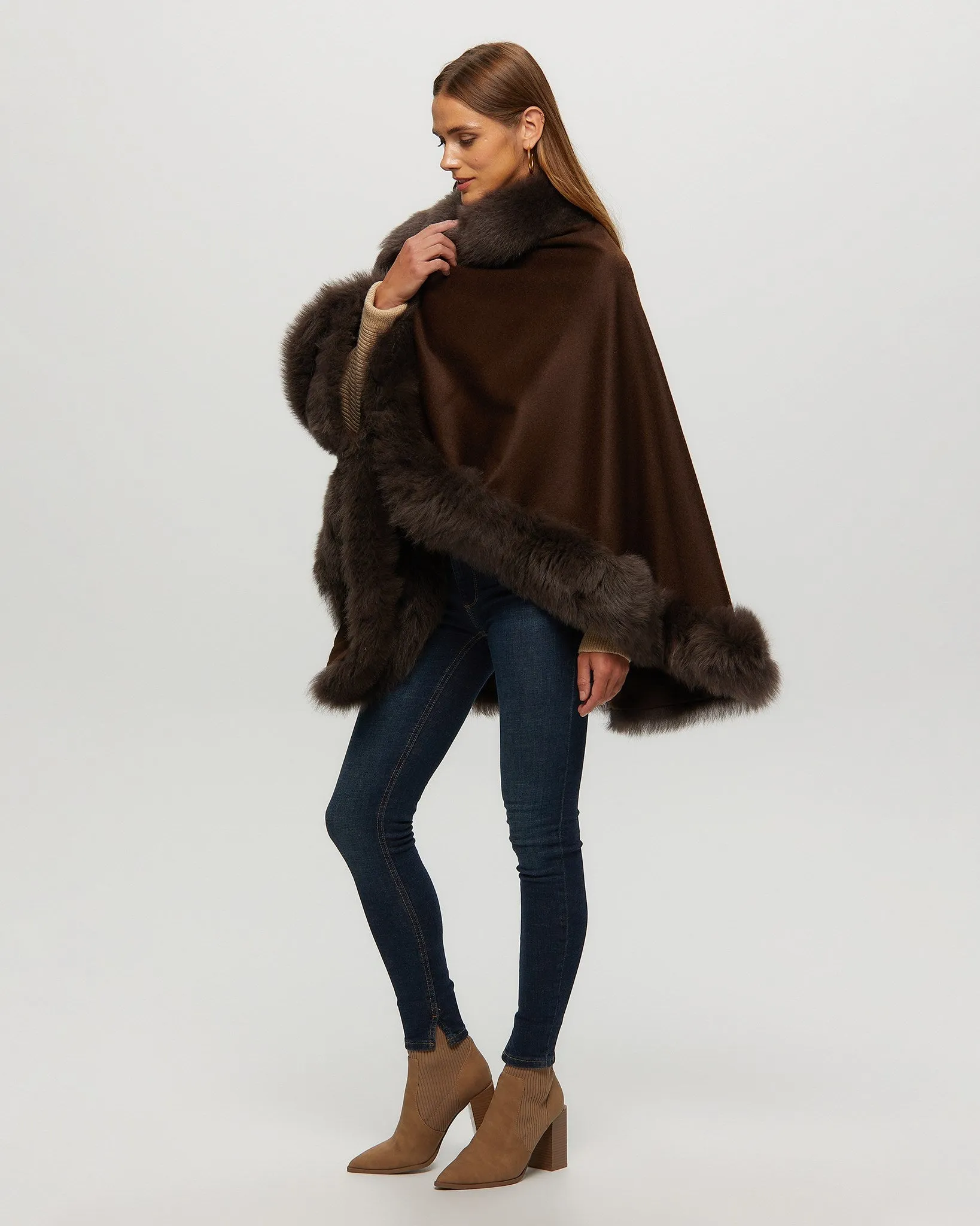 Select Cashmere Cape with Toscana Shearling Lamb Trim