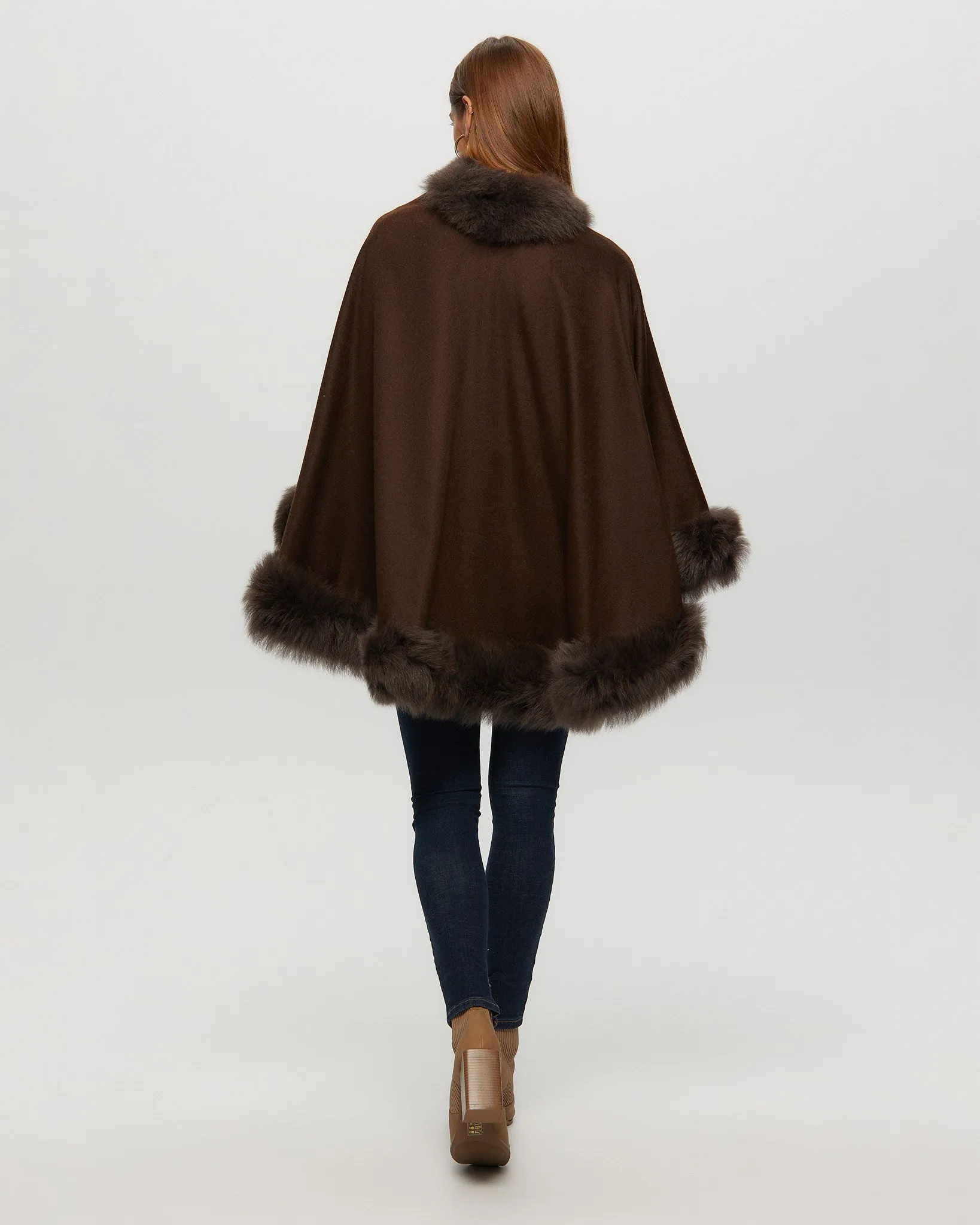 Select Cashmere Cape with Toscana Shearling Lamb Trim