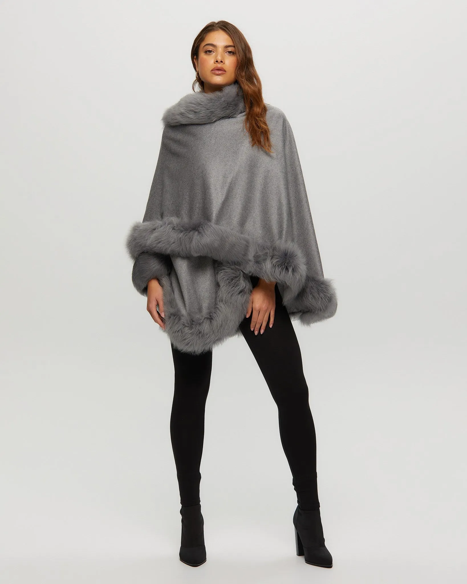 Select Cashmere Cape with Toscana Shearling Lamb Trim