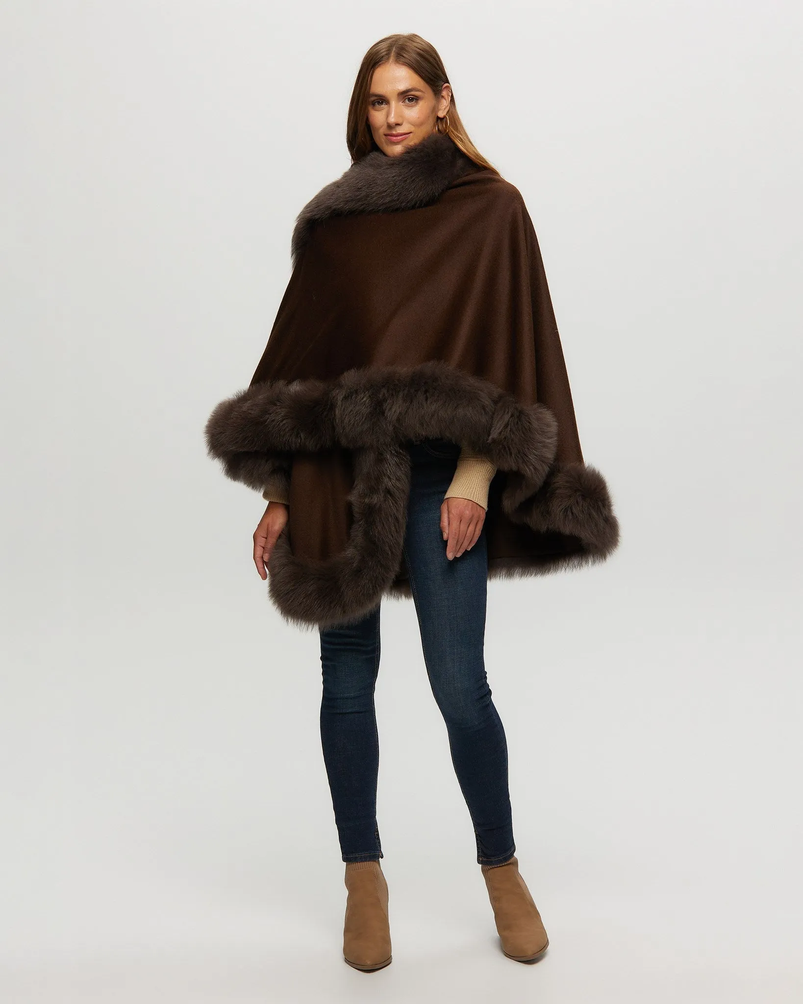 Select Cashmere Cape with Toscana Shearling Lamb Trim