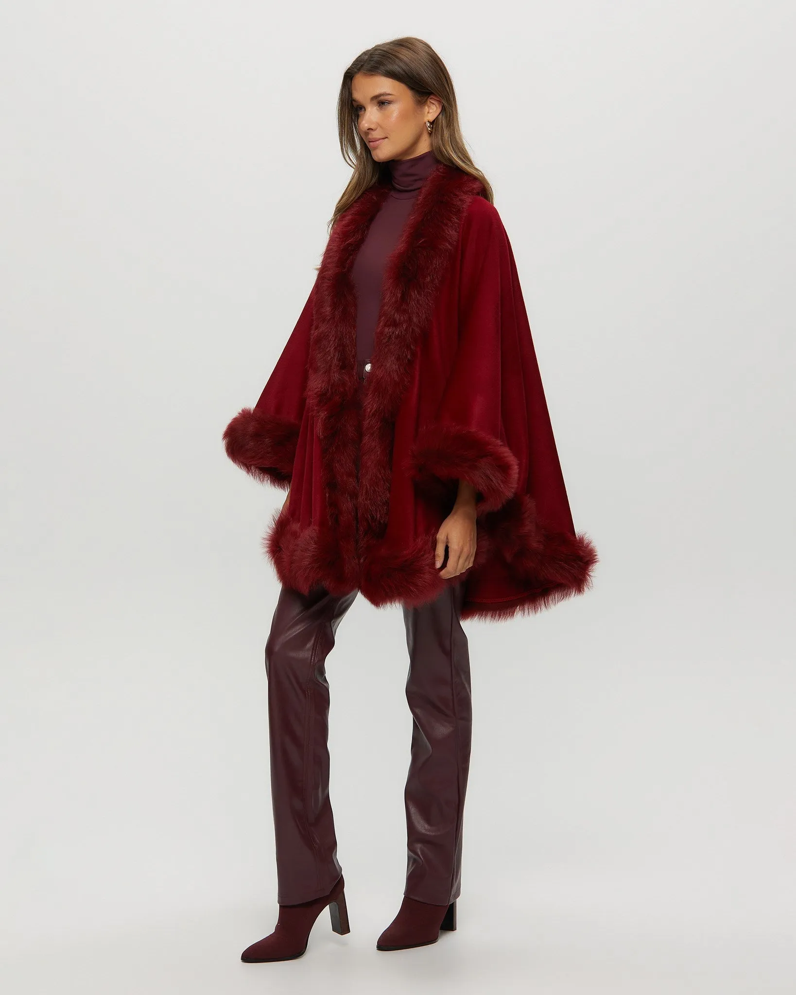 Select Cashmere Cape with Toscana Shearling Lamb Trim