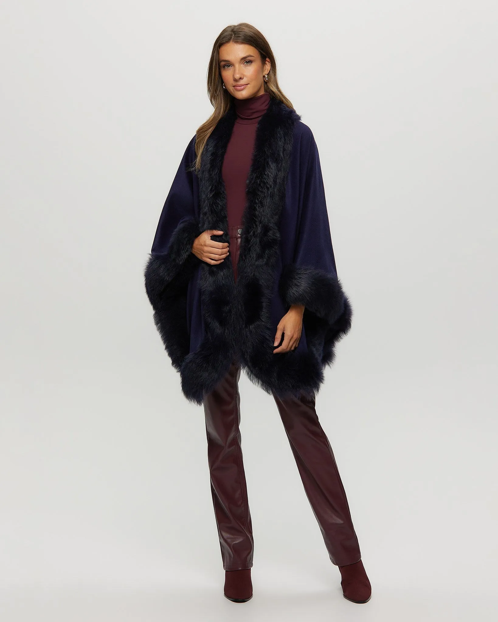 Select Cashmere Cape with Toscana Shearling Lamb Trim