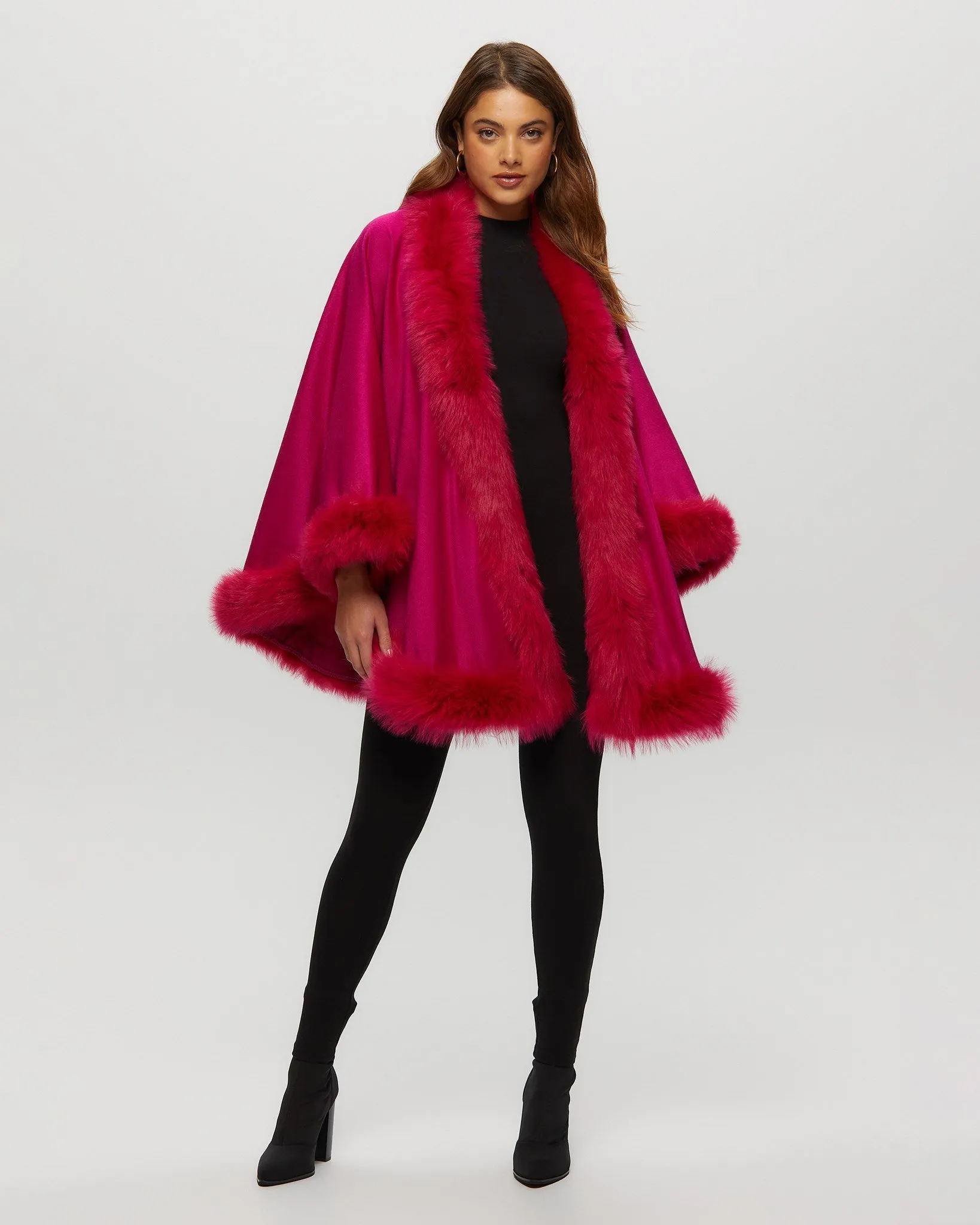 Select Cashmere Cape with Toscana Shearling Lamb Trim