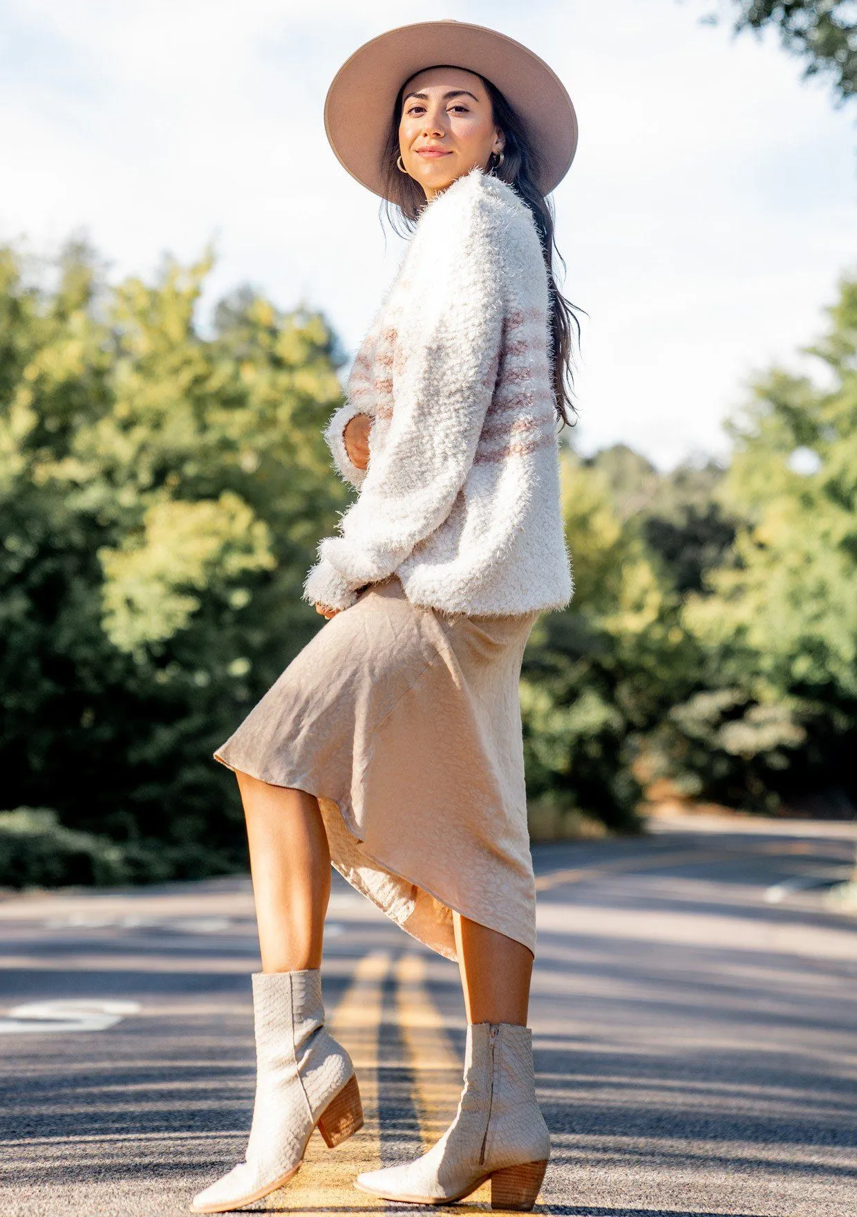 Snuggly Striped Fuzzy Pullover