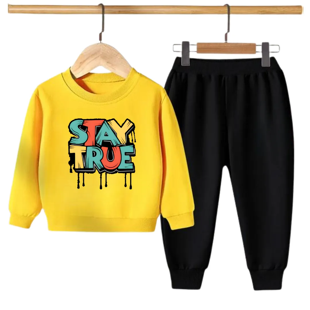 STAY TRUE PRINTED SWEATSHIRT SET