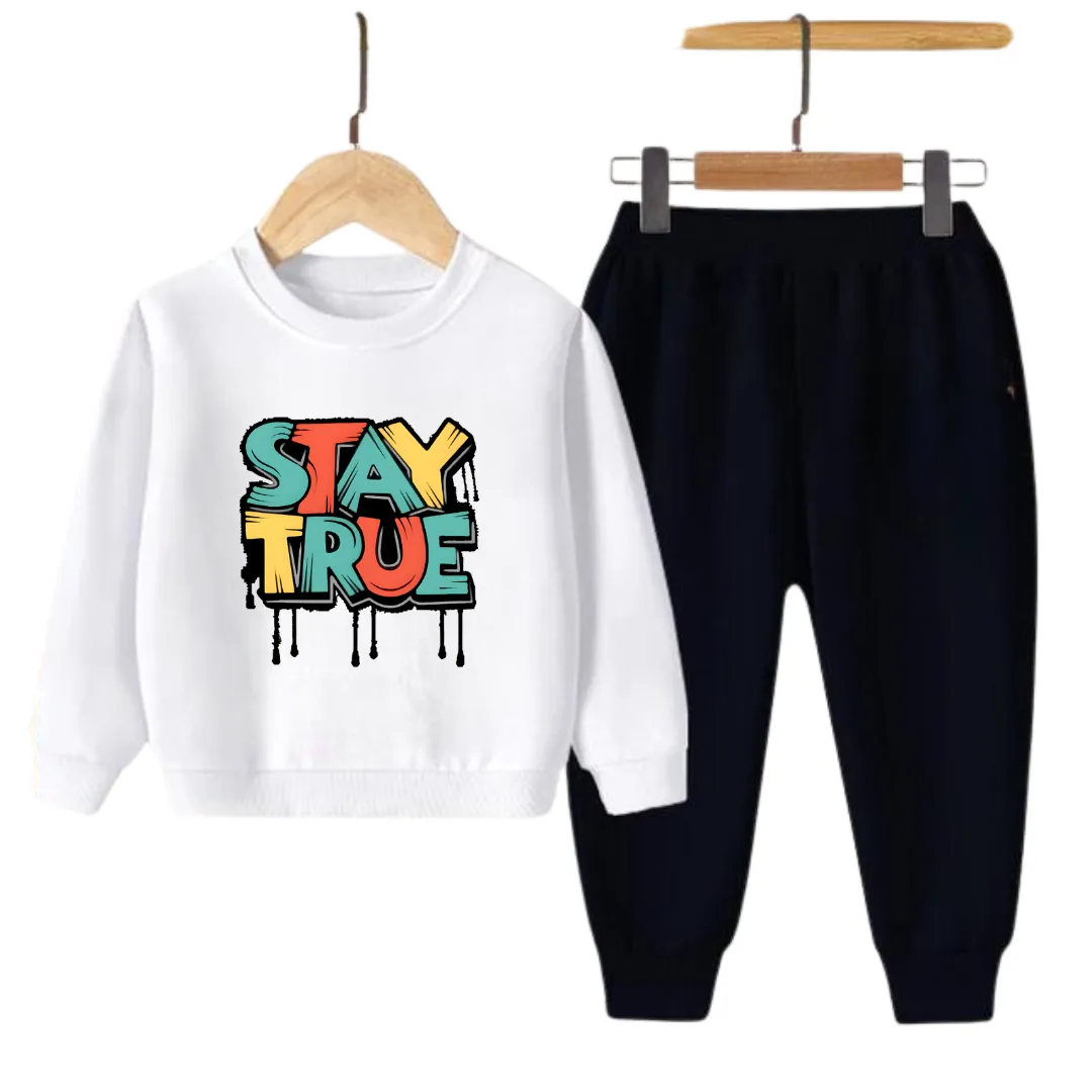 STAY TRUE PRINTED SWEATSHIRT SET