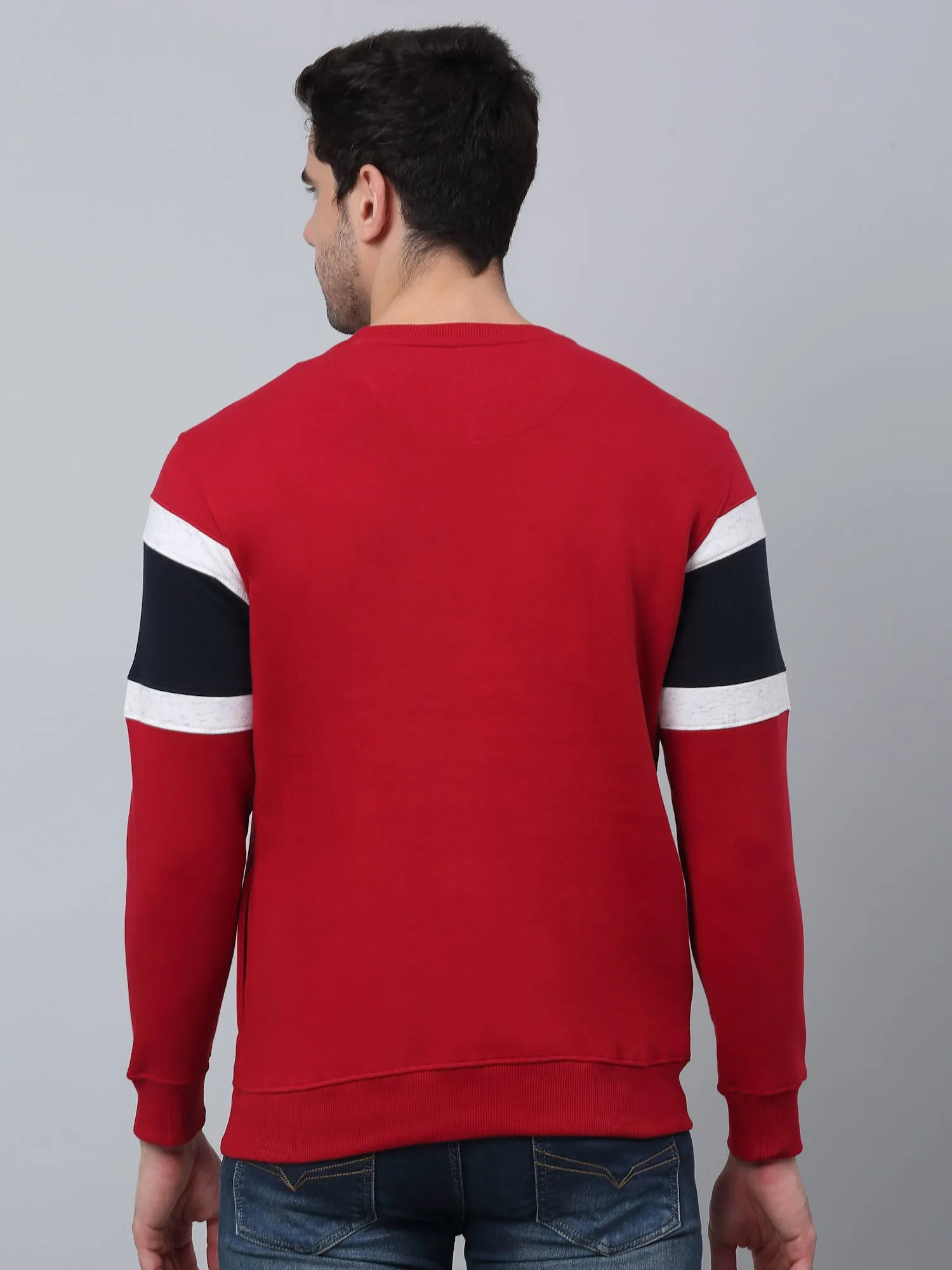 Typographic Red Full Sleeves Round Neck Regular Fit Casual Sweatshirt For Men