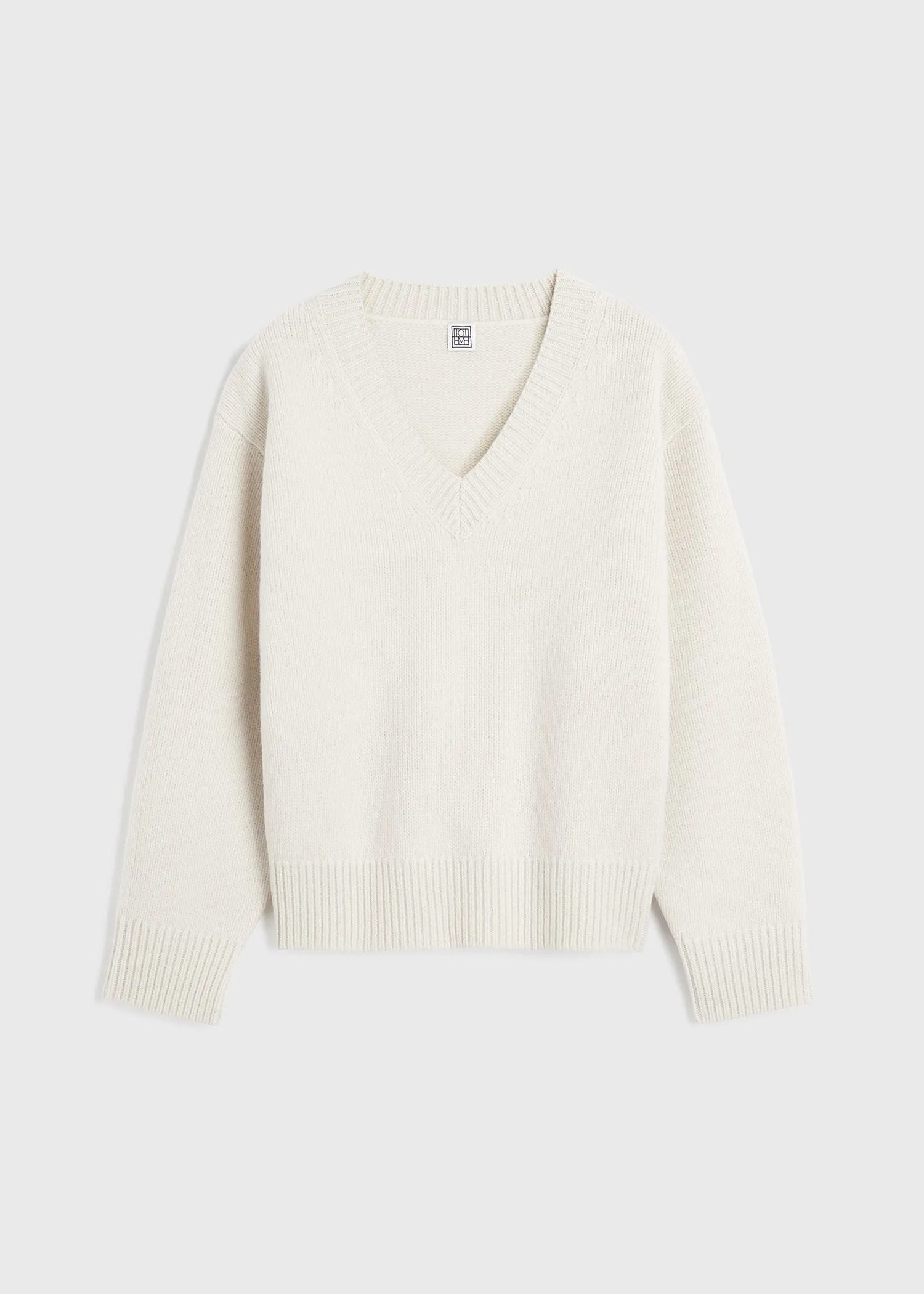 V-neck wool cashmere knit snow