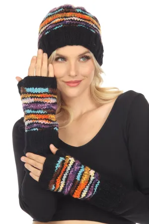 Vibrations Striped Fingerless Gloves