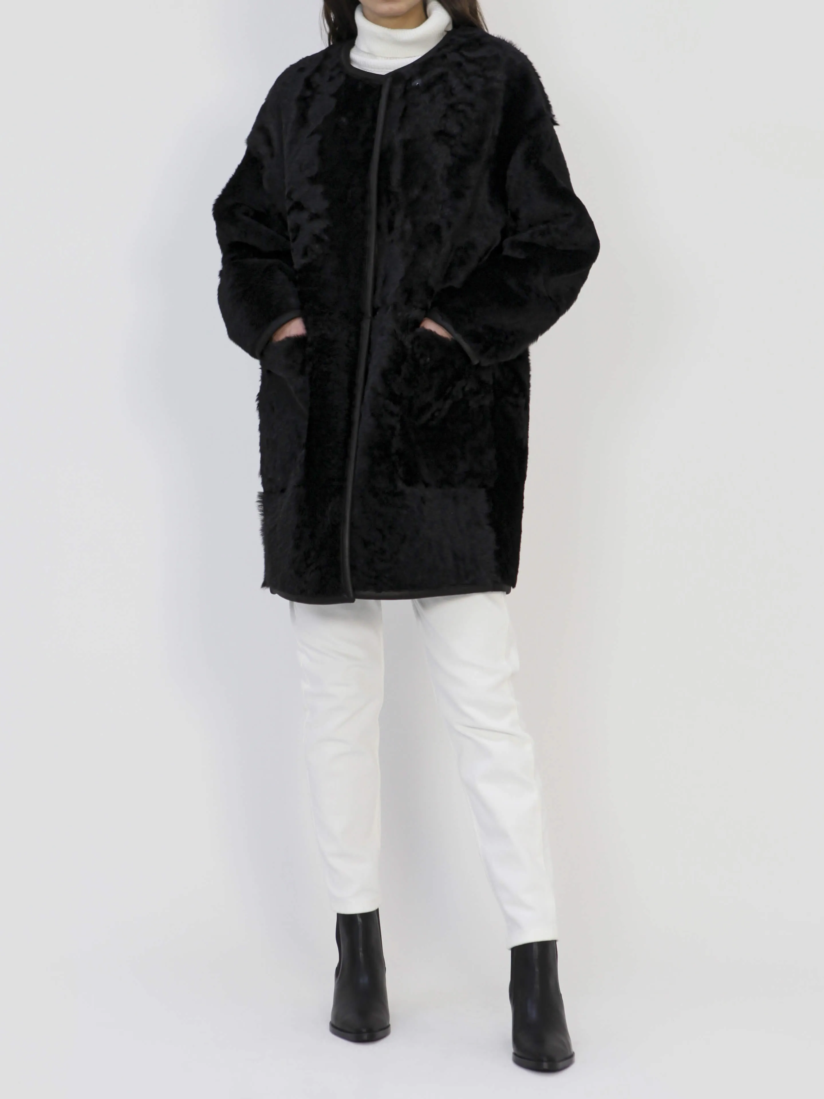 Vittoria Reversibible Italian Merino Shearling Sheepskin Coat