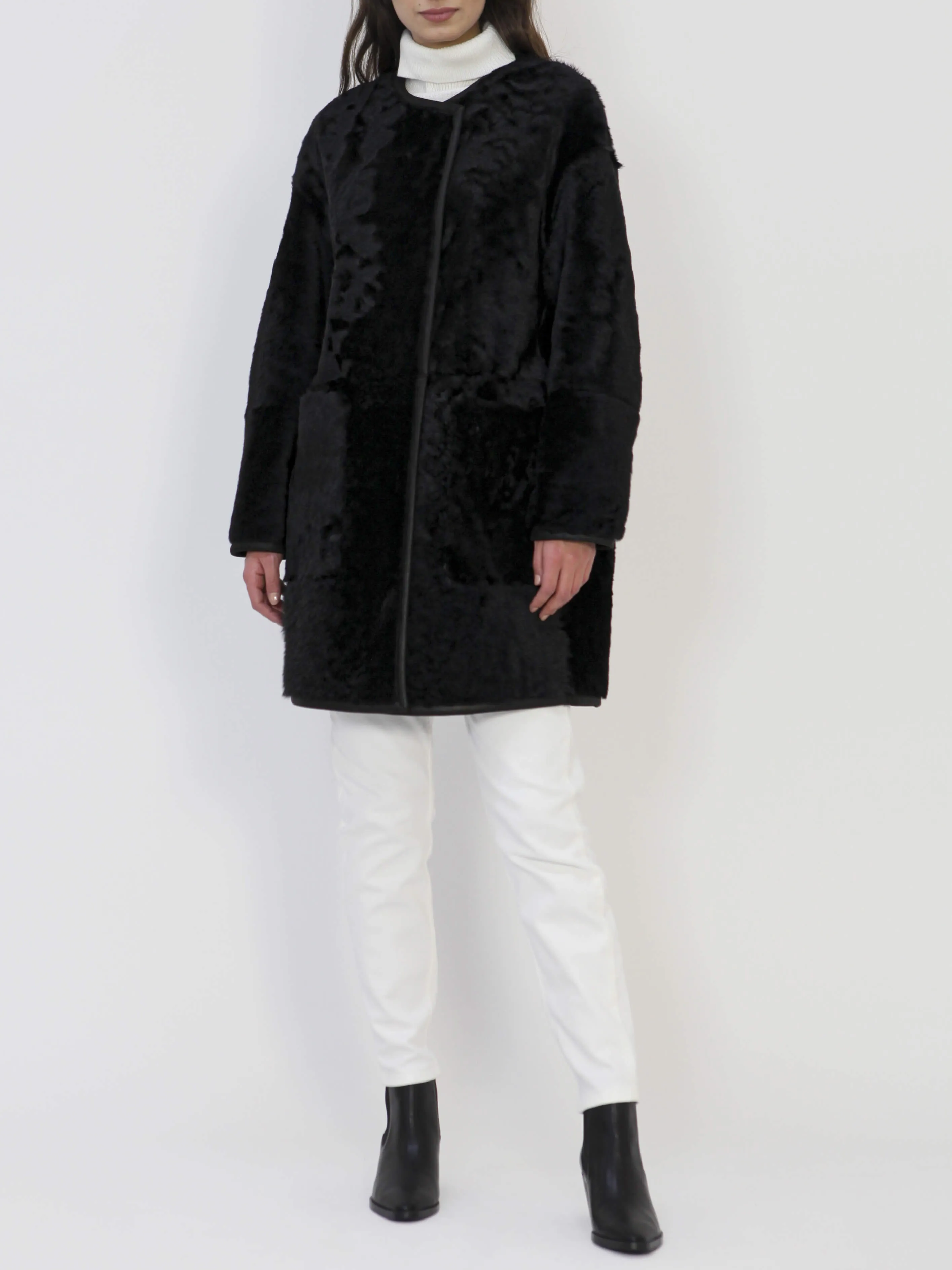 Vittoria Reversibible Italian Merino Shearling Sheepskin Coat