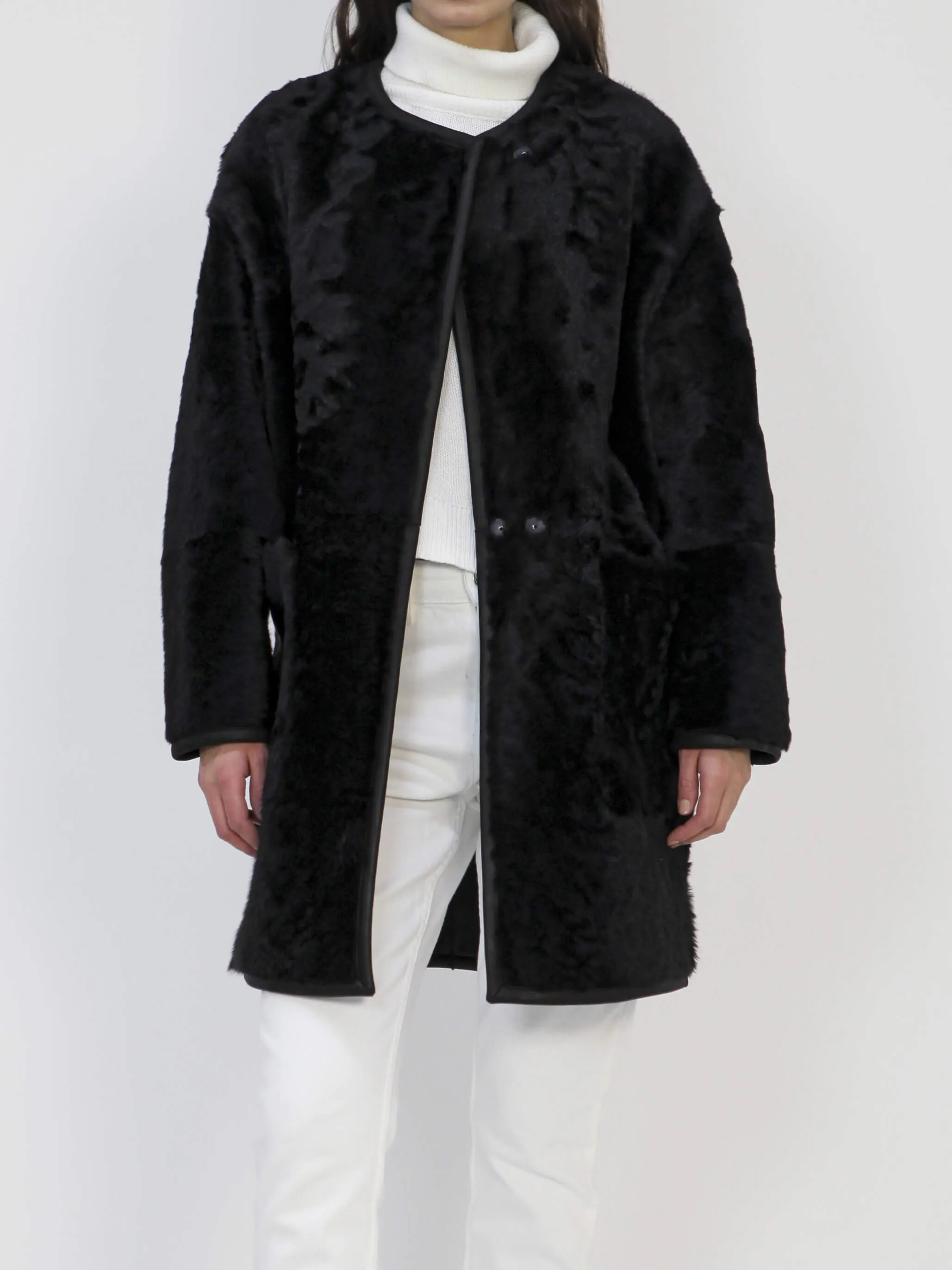 Vittoria Reversibible Italian Merino Shearling Sheepskin Coat