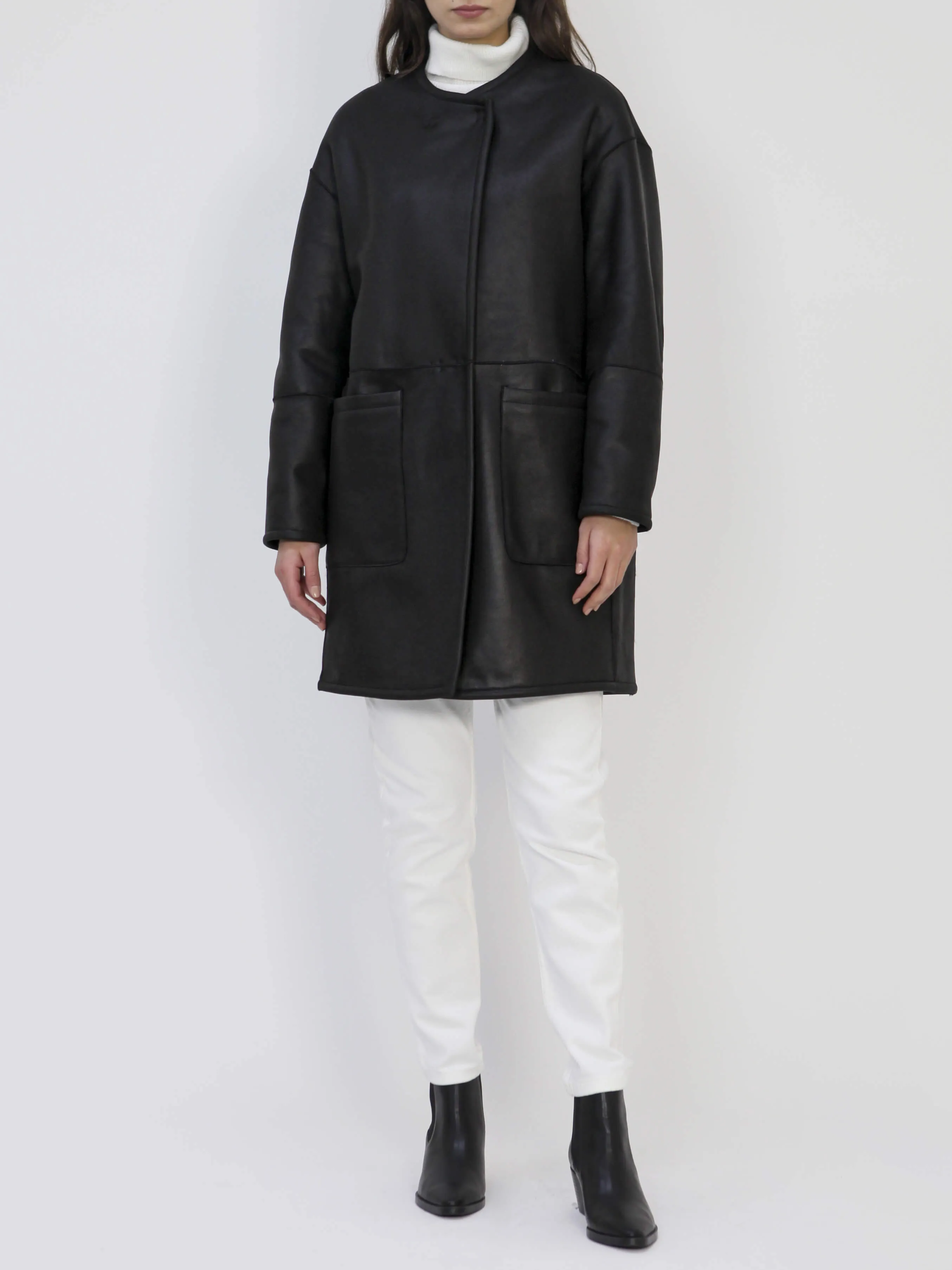 Vittoria Reversibible Italian Merino Shearling Sheepskin Coat