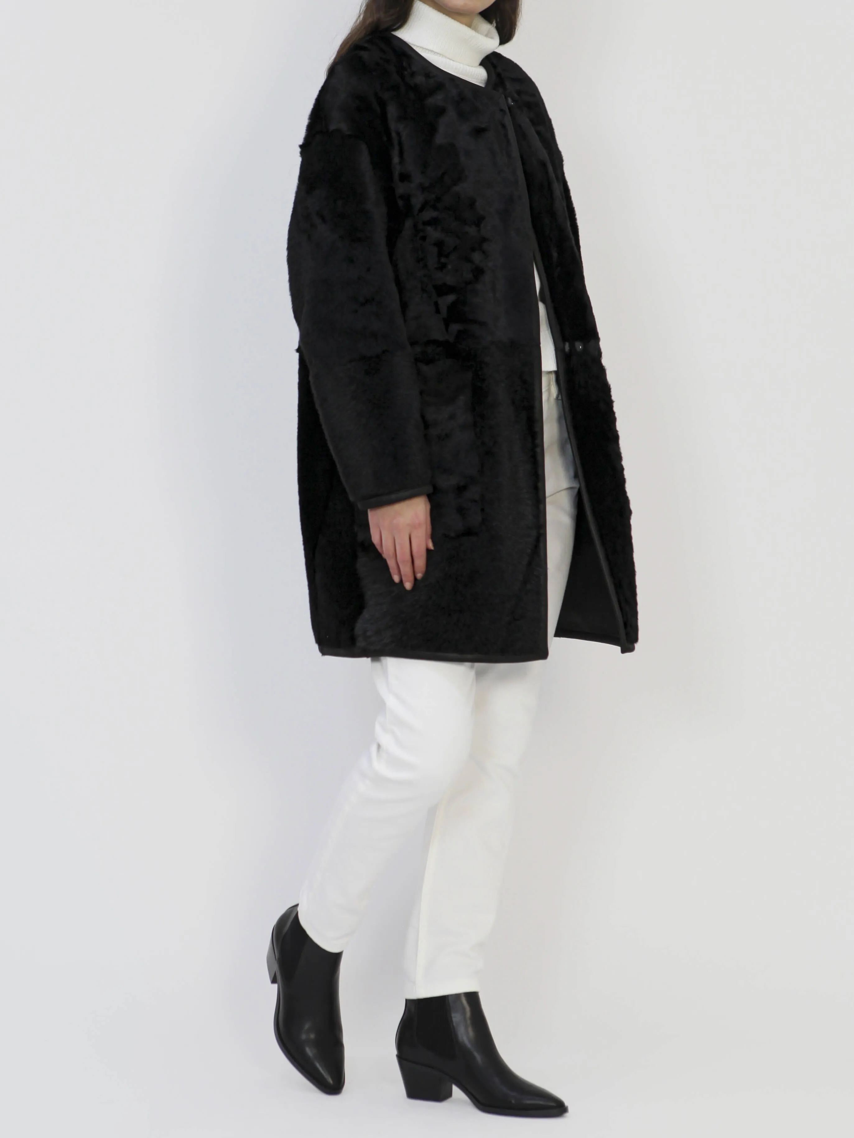 Vittoria Reversibible Italian Merino Shearling Sheepskin Coat