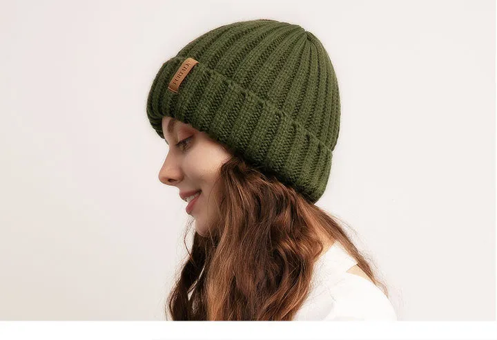 Warm Fleece Lining Casual Warm Knitted Winter Beanie